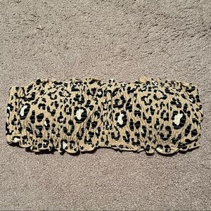 Strapless cheetah bathing suit top